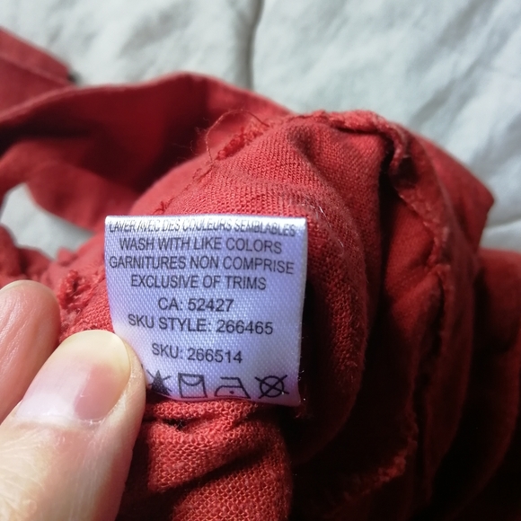 LILY MORGAN Rust Red Wide Leg Trousers Tortoise Shell Belt Linen Blend Large - Picture 8 of 10